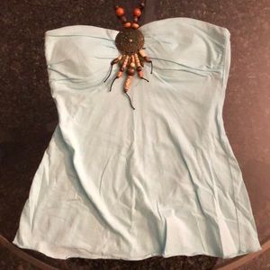 Light Blue Strapless/Tie Top